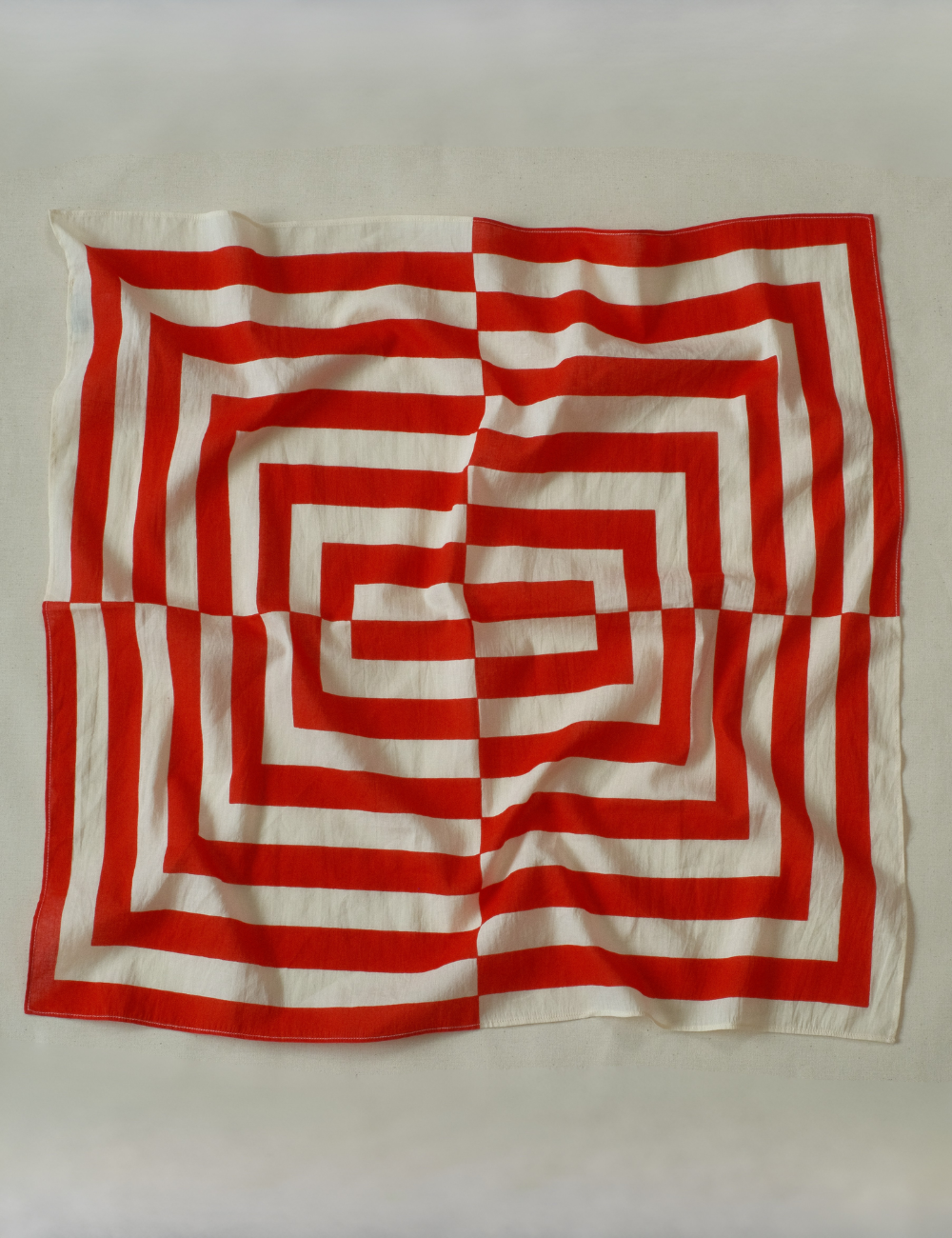 Red striped square cotton scarf