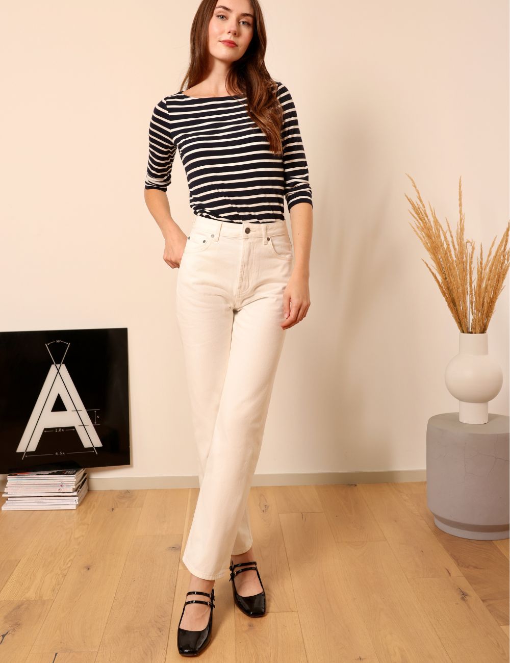 Lafont ecru - high-waisted straight leg jeans