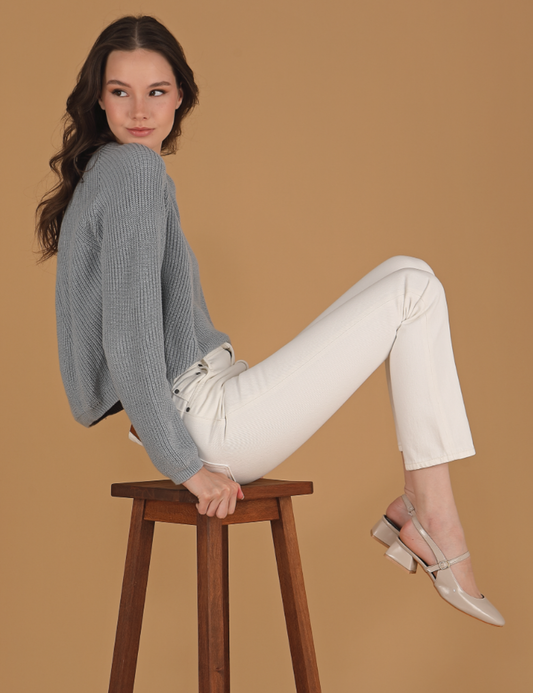 Karina ecru - slim tapered leg jeans