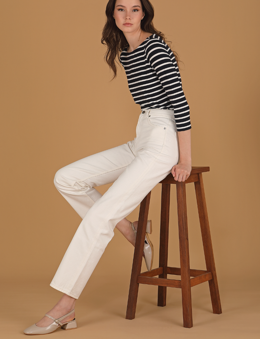 Lafont ecru - high-waisted straight leg jeans