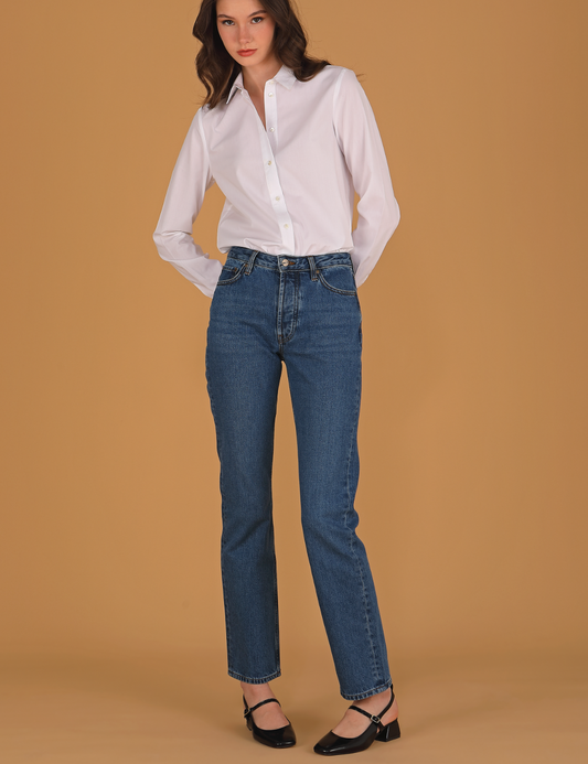 Seberg mid blue - straight leg jeans