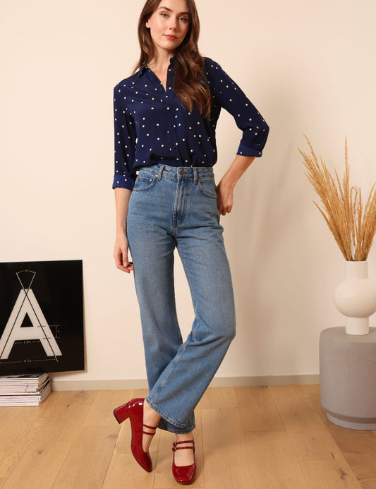 Lafont light blue - high-waisted straight leg jeans