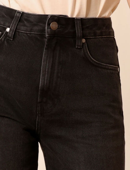 Lafont washed black - high-waisted straight leg jeans