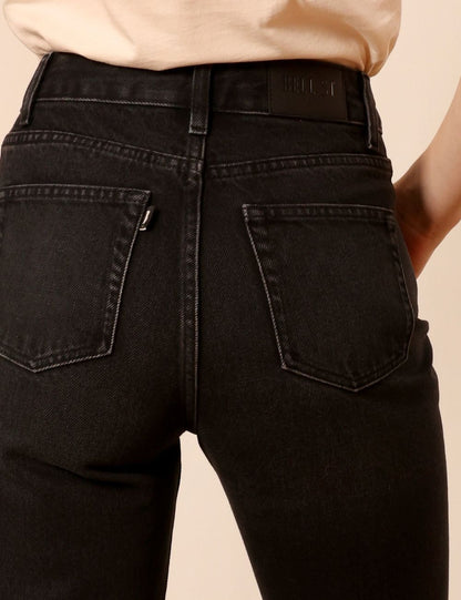 Lafont washed black - high-waisted straight leg jeans