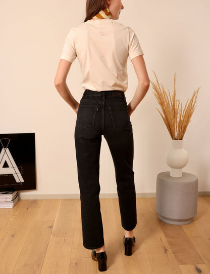 Lafont washed black - high-waisted straight leg jeans