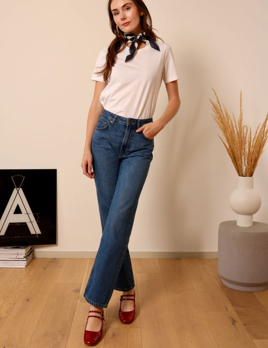 Lafont mid blue - high-waisted straight leg jeans