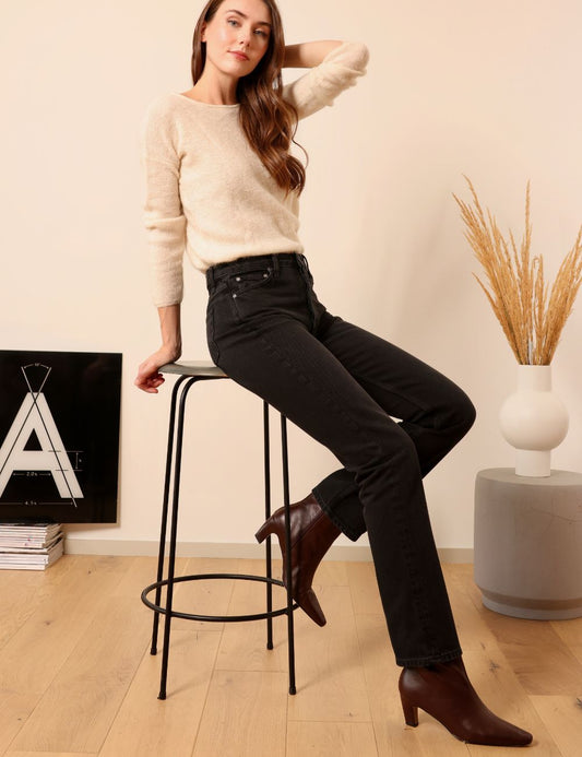 Seberg washed black - straight leg jeans